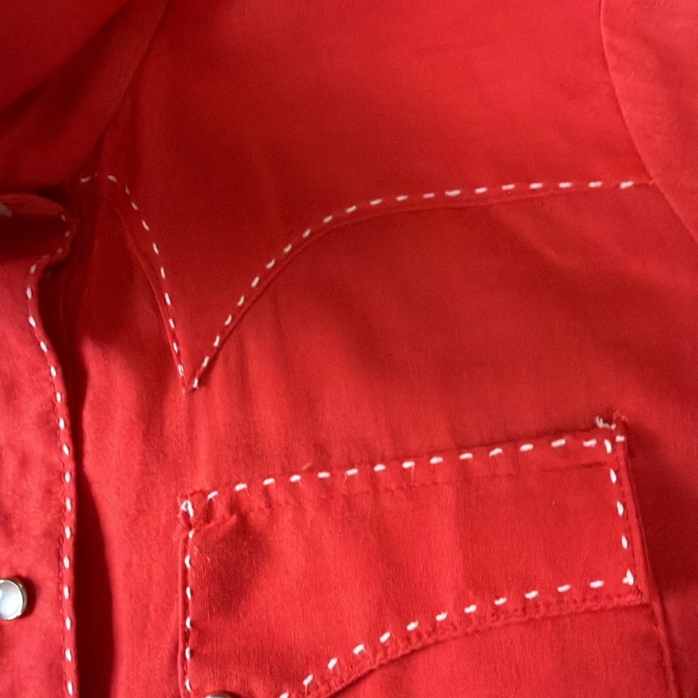 Vintage Pearl Snap Shirt Rockmount Ranch Wear Measure unisex small RED - Picture 7 of 16